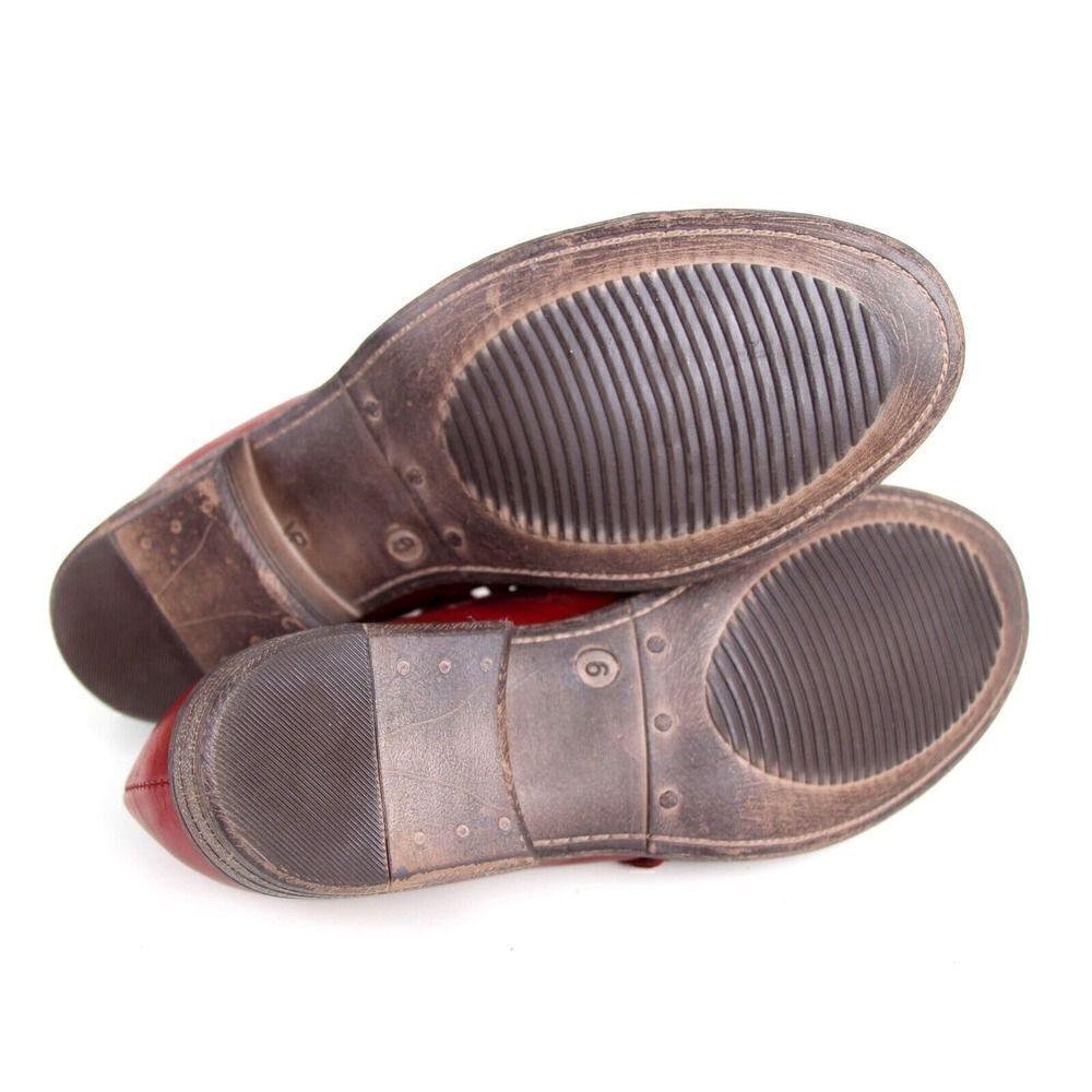 Miz Mooz RED GENUINE LEATHER LOW HEEL ROUND TOE ZIP SIDE LOAFER SHOES Size 6 - Picture 8 of 13